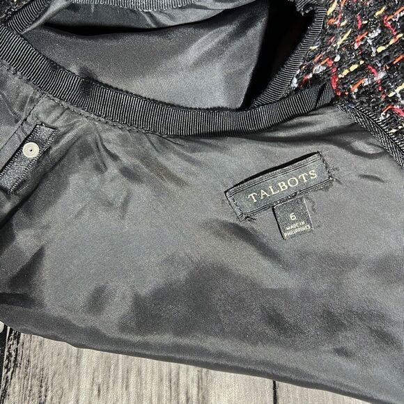 Talbots Women's Sleeveless Tweed Career Black Yellow Red Sheath Dress Size 6 - Picture 6 of 8